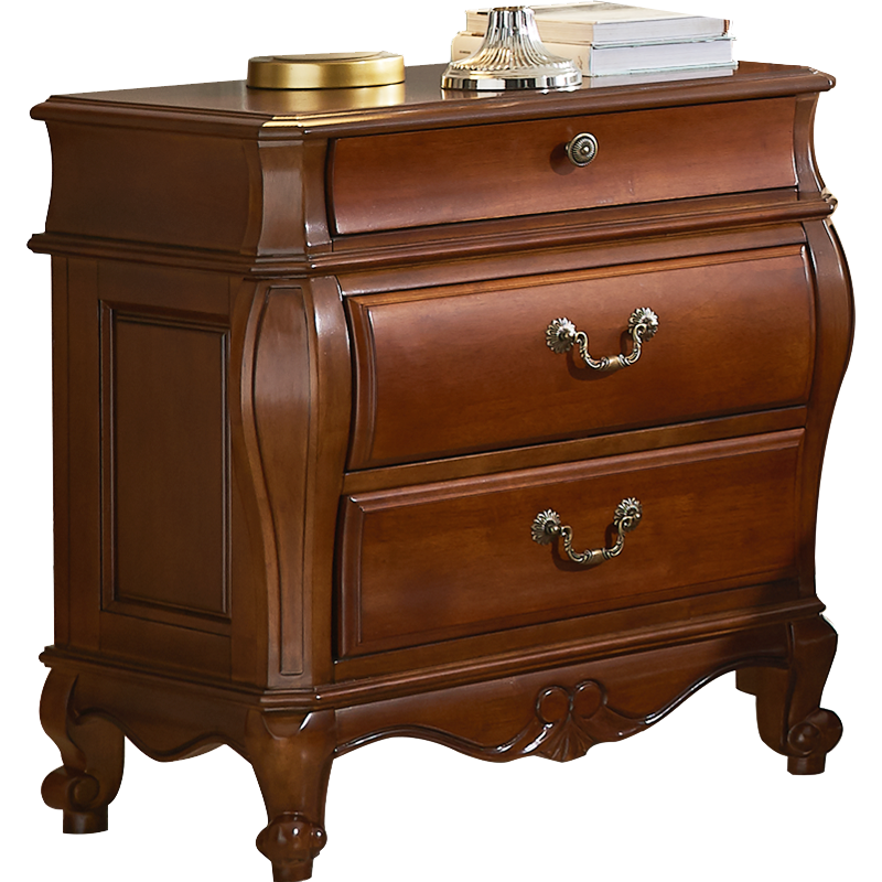 格澜帝尔(growdear)床头柜 纯实木简约美式三抽屉床头柜原木床边柜储物柜欧式主卧室床头收纳柜 全实木床头柜(630*430*720mm)