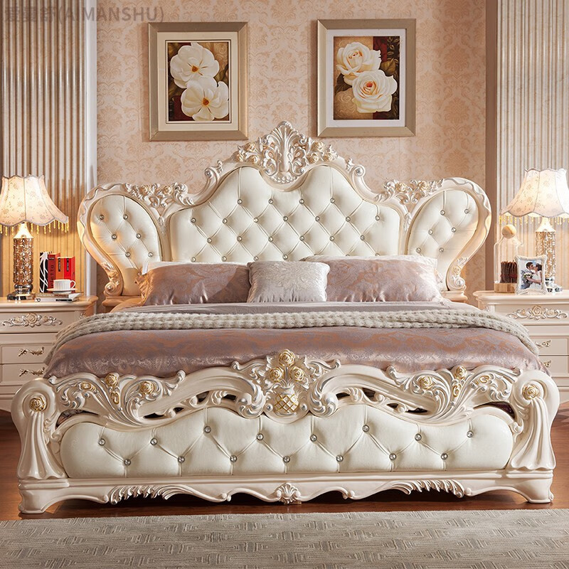 8双人床法式实木大床别墅结婚床主卧公主床 象牙白 床a 1800*2000 x
