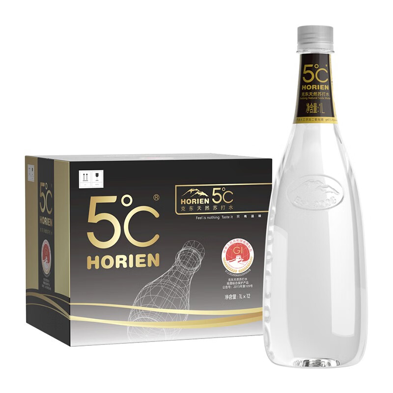 5°C（HORIEN5°C）HORIEN 克东天然苏打水 1L*12瓶 整箱装