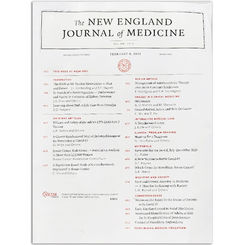 【单期可选】New England Journal of Medicine 2020/21年 新英格 2021年2月4日刊