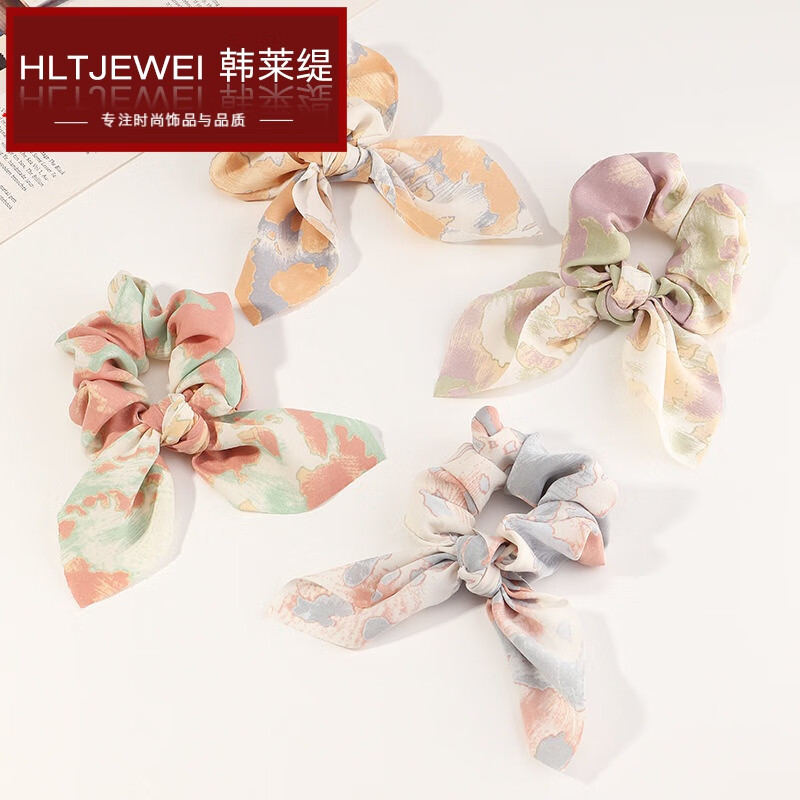 韩莱缇（HANLAITI）日系多彩蝴蝶结飘带头绳大肠发圈简约气质发绳女网红绑 多彩蝴蝶结【4件套】B04-102-21