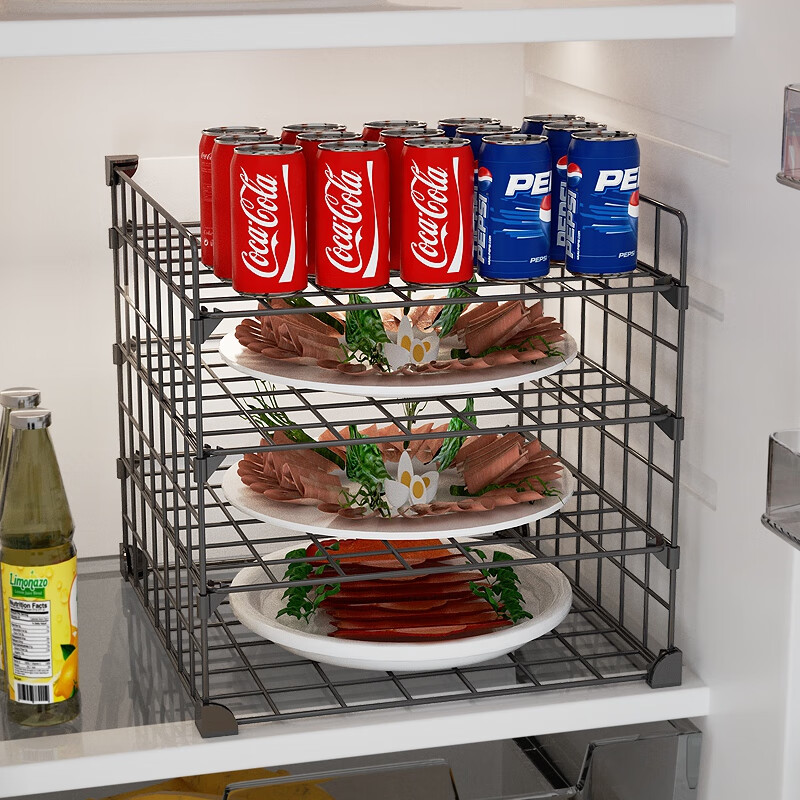 贝柚冰柜架子内部置物架多层冷藏收纳神器冰箱里的隔层架分层隔分隔板