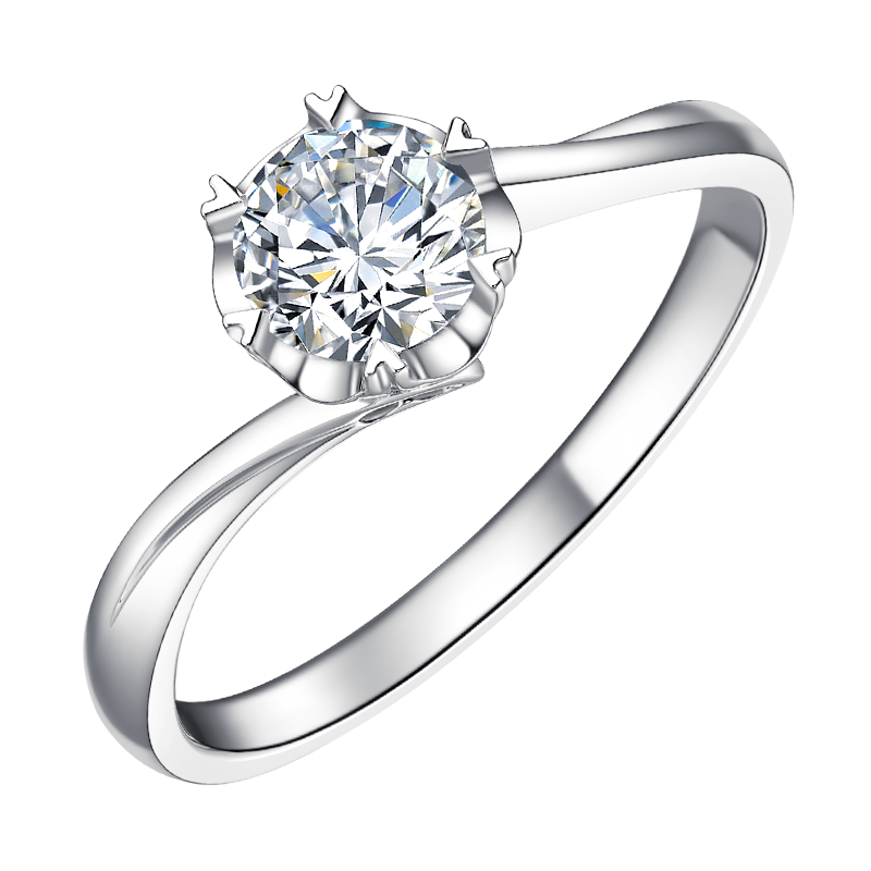 周百福鉆戒鉆石戒指女結婚求婚單鉆扭臂六爪雪花款鉑金18K金GIA裸鉆定制 GIA雙證-30分D色VS2/3EX鉑金