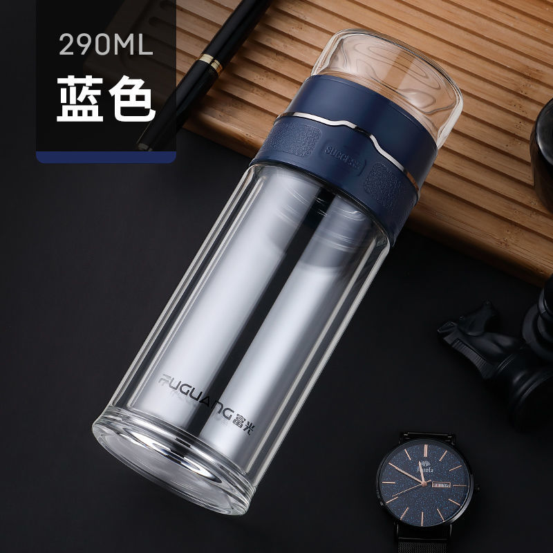 富光茶杯大容量玻璃杯茶水分离双层泡茶杯便携透明水杯500ml 29o毫升