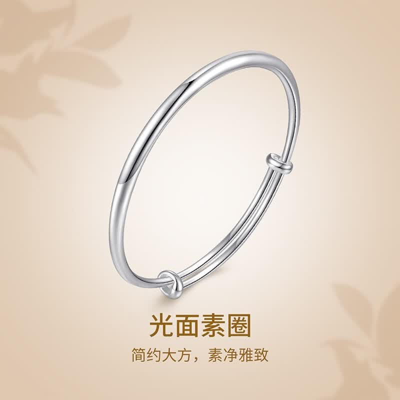 梦金园银手镯足银手镯女光面素圈银镯子活口可调节送妈妈生日礼物 999手镯E款【约40g】高性价比高么？