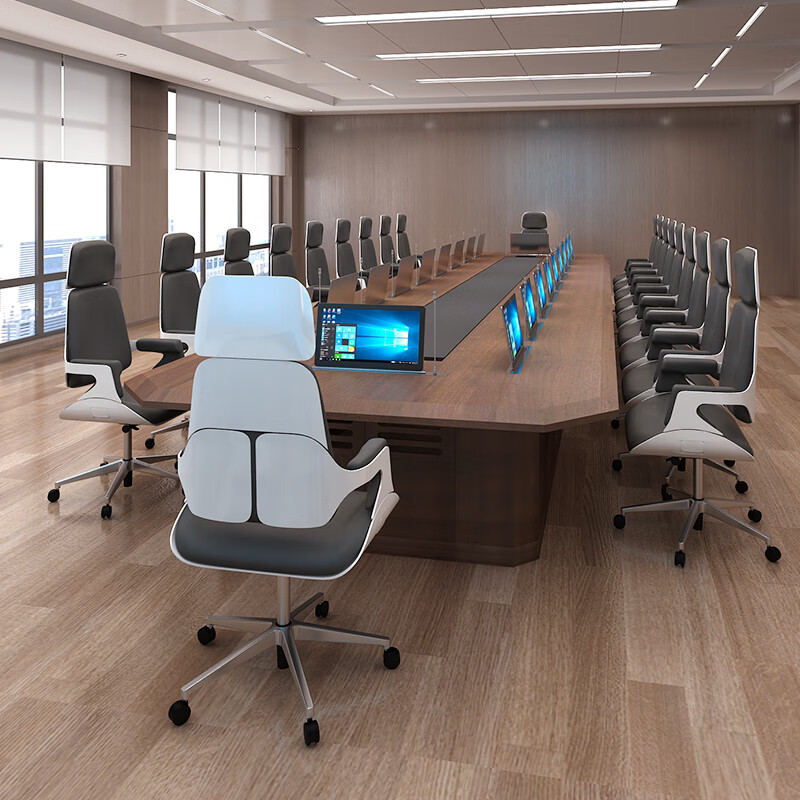 多媒体会议桌椅 无纸化会议桌多功能现代大型条桌组合培训视频会l