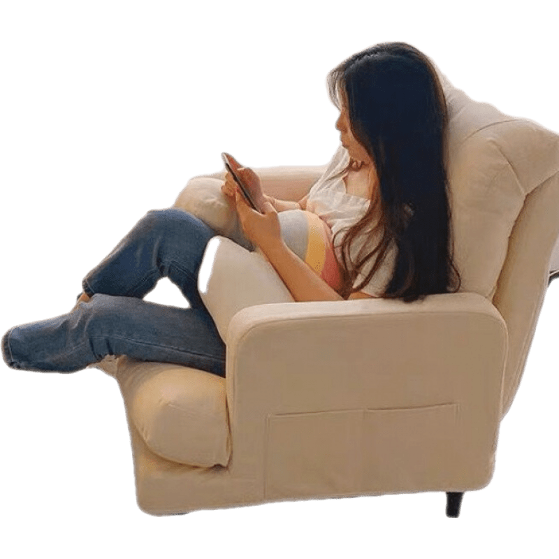 斯驼尔 电脑椅子家用舒服久坐沙发椅卧室宿舍电竞凳书房办公可躺舒适座椅 米白加厚款(靠背可五档调节) 固定扶手