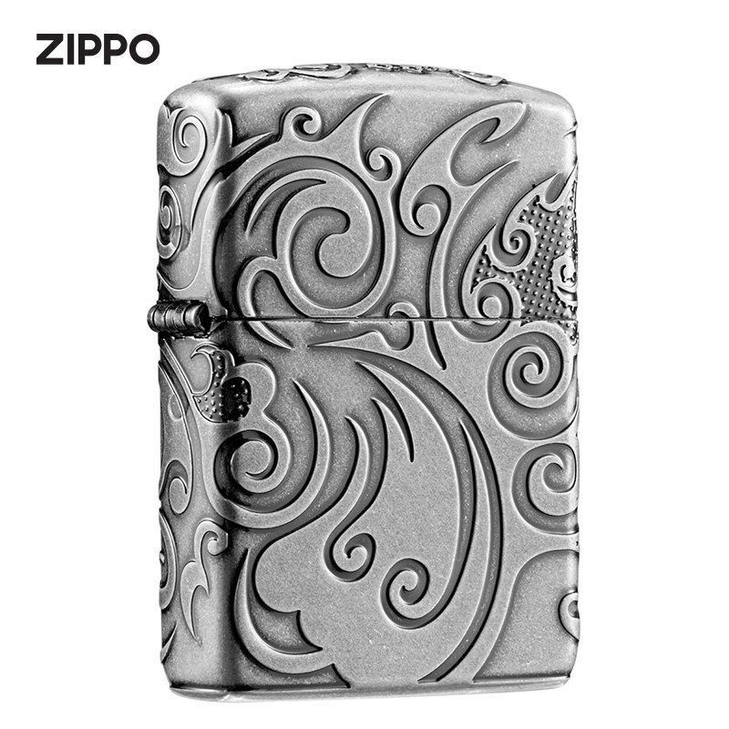 原装之宝zippo防风煤油打火机 古银盔甲加厚五面雕刻流云淬火 盔甲