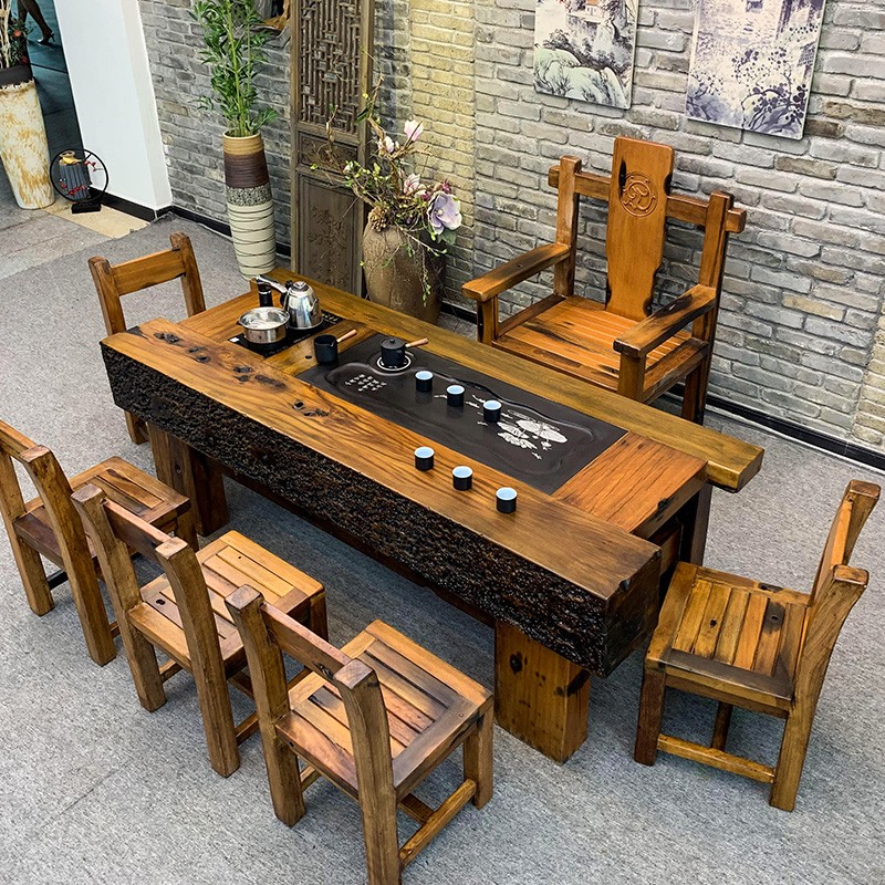 沉船木龙骨户外茶几茶台烧水壶一体茶台办公室简约茶桌 1