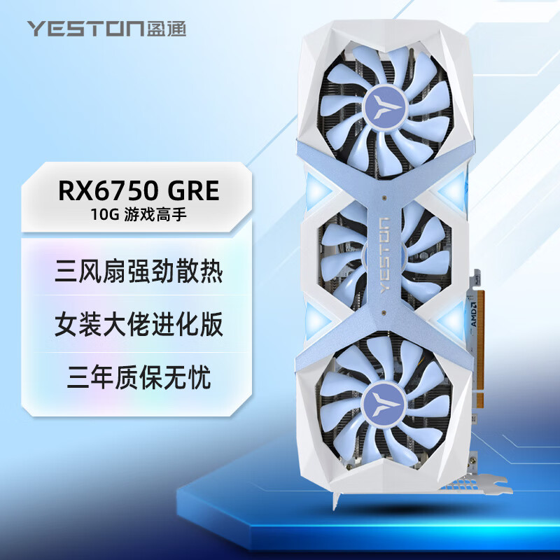 盈通（yeston）AMD RADEON RX 6750 GRE 10G 游戏高手 游戏电竞直播视频AI独立显卡