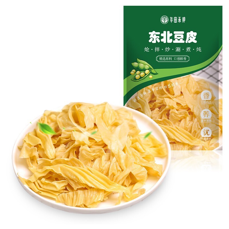 华田禾邦 0零添加东北油豆皮500g 豆制品 新鲜豆腐皮 健康轻食