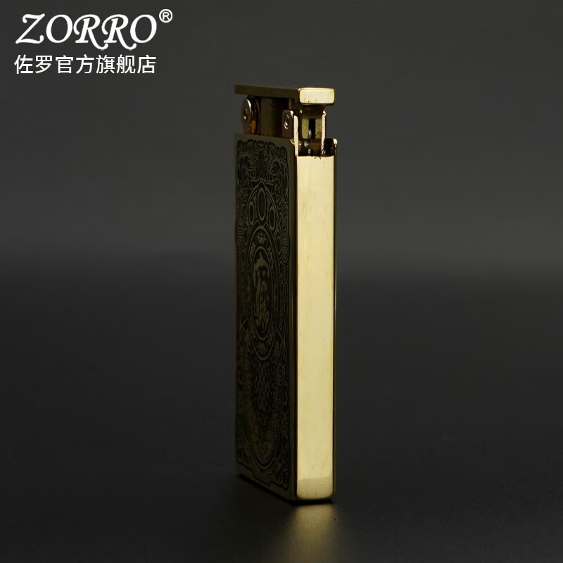 佐罗ZORRO佐罗煤油打火机男士753超薄升降机唐草貔貅手工窄机创意礼物 超薄升降机貔貅Z753-002