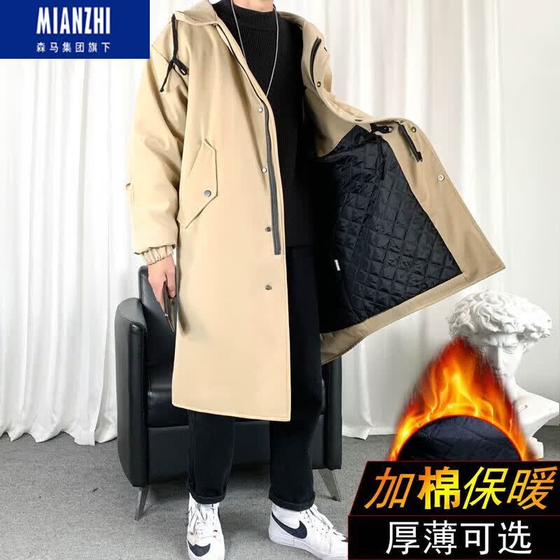 棉致森马集团旗下风衣男中长款秋冬季新款男士韩版潮流宽松过膝派克服 F174卡其加棉 M属于什么档次？
