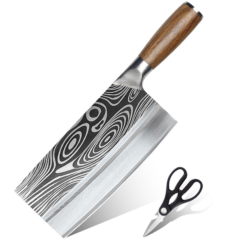 法鼎厨具大马士革纹家用斩切菜刀-价格走势、性能评测