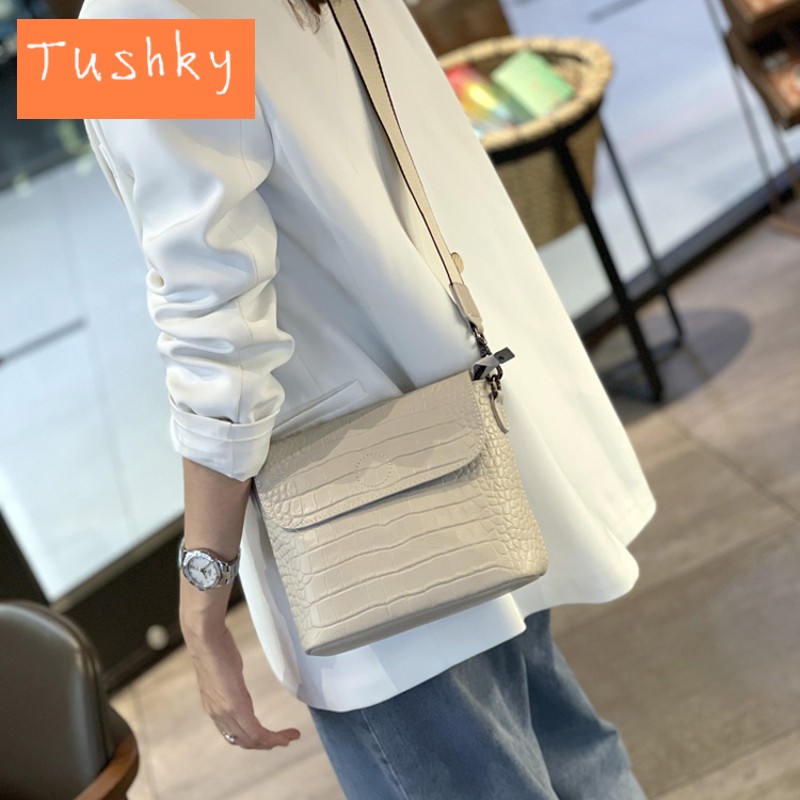 tushky小包包女2023新款斜挎包韩版百搭鳄鱼纹小方包真皮复古单肩包