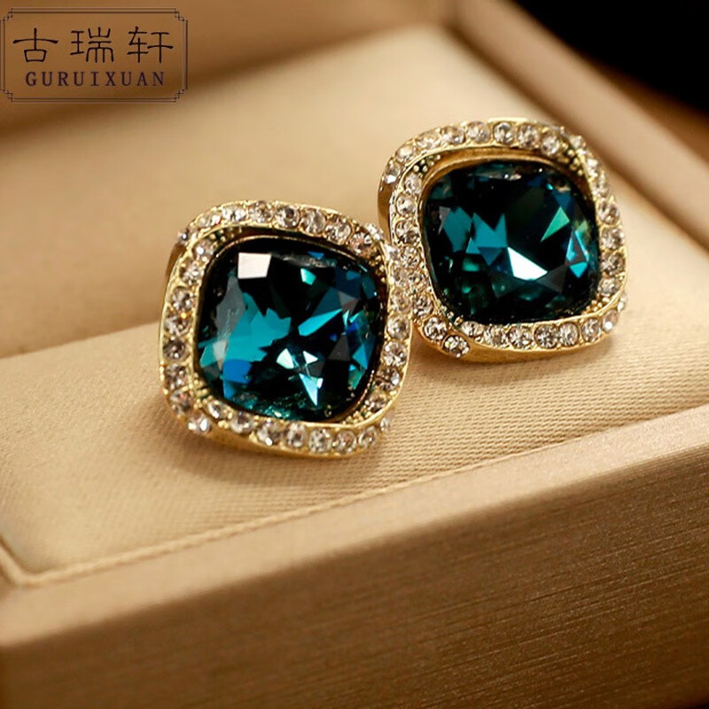 水晶耳环女气质高级感独特耳钉新款潮韩国网红耳饰 【蓝色潮汐】耳钉