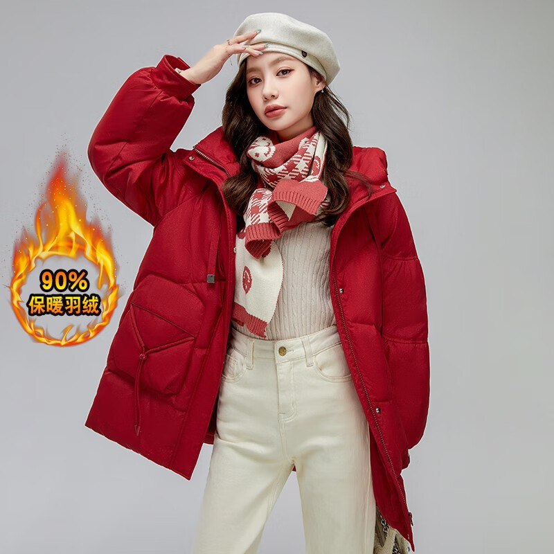 rajkpoor羽绒服女中长款2022年冬季新款保暖宽松连帽加厚时尚休闲女装
