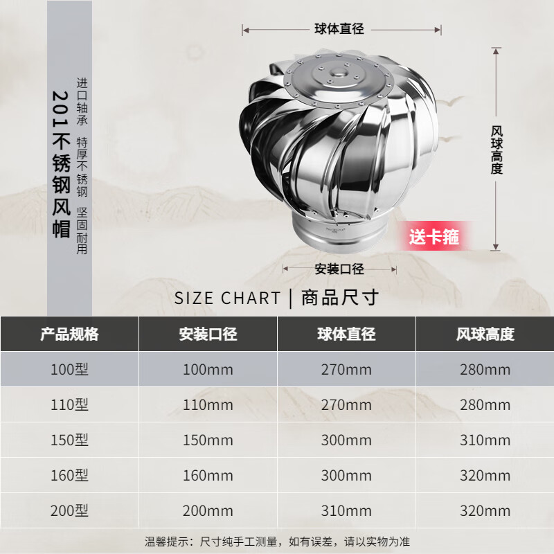 锟霖屹不锈钢屋顶散热球无动力风帽排风通风器风葫芦帽500型厂房养殖