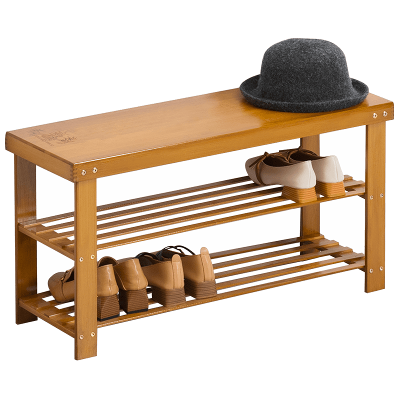 老竹匠简易多层鞋架子客厅玄关柜子多功能北欧鞋柜简约家用楠竹换鞋凳防尘大容量鞋凳置物架经典款二层80长