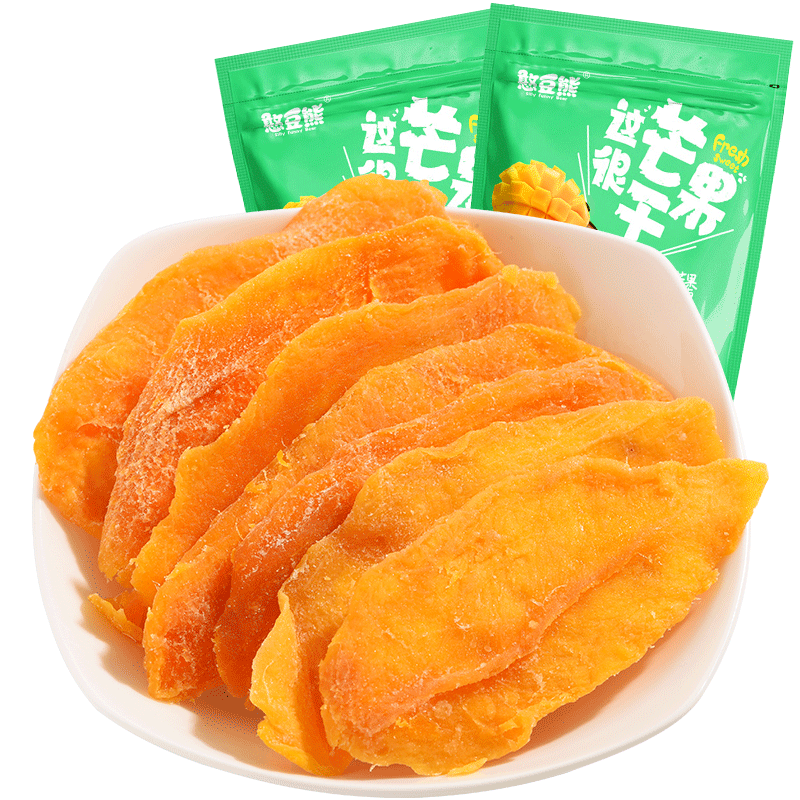 憨豆熊芒果干500g/袋 水果干芒果片休閑辦公室休閑零食小吃蜜餞果干