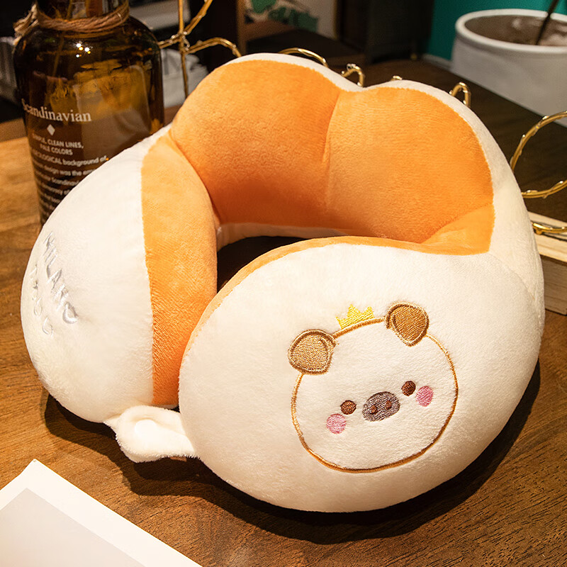 百乐轻奢品牌午睡枕枕仰睡枕头u型枕可爱靠枕护脖子办公室午休 小米猪