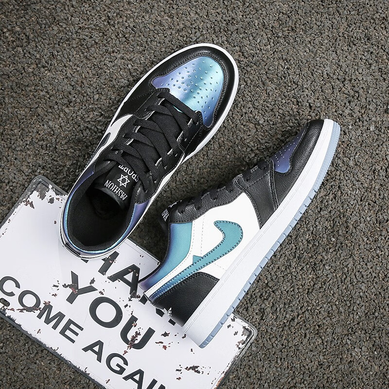 莆田男鞋】男鞋新款aj透气男鞋空军一号篮球鞋情侣款低帮板 变色龙 39