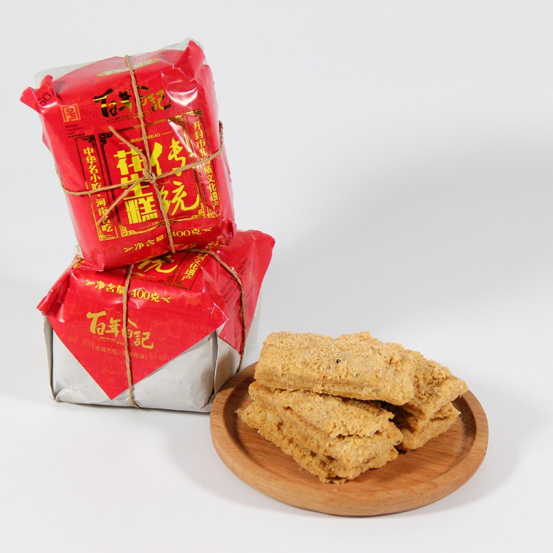 百年白记河南开封特产百年白记花生糕花生酥红清真传统老式纸包糕点