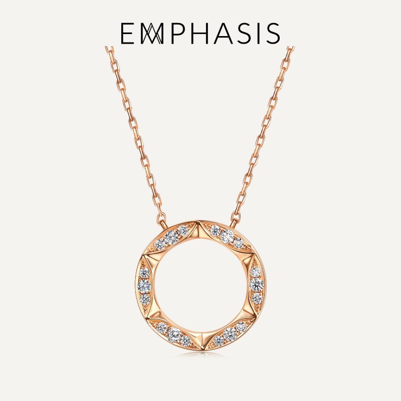 emphasis 艾斐诗timeless「恒」系列18k玫瑰金六芒星钻石项链 91986n
