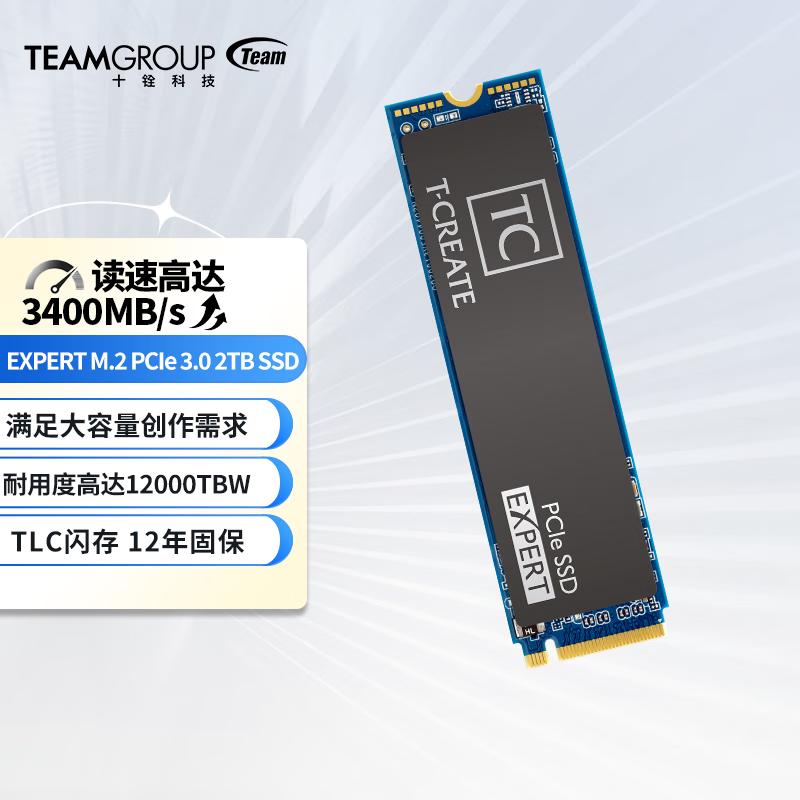 十铨科技 十铨创作者 开创者NVMe CLASSIC PCIe 3.0 SSD M.2固态硬盘 EXPERT PCIe3.0  M.2 2TB