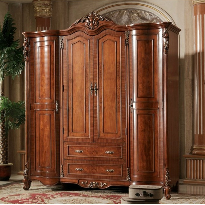 美式欧式衣帽间大衣橱奢华大容量储物柜4门衣柜定制 四门衣柜