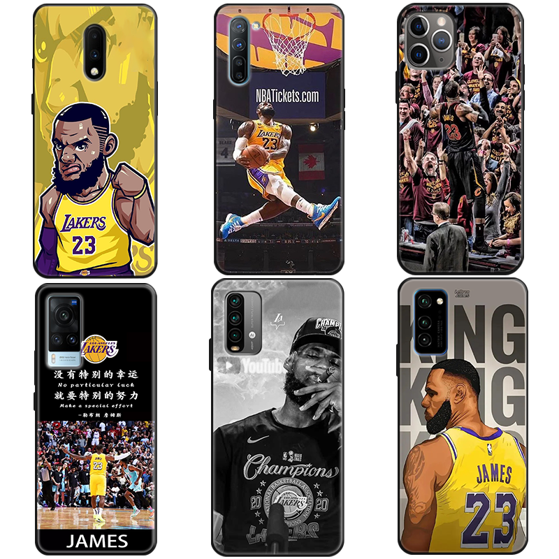 WENYAFF红米K80/K70pro/k60至尊版Redmik50/K40S小米17promax 15/14/civi4pro磨砂手机壳Turbo3全包边软套 NBA湖人勒布朗詹姆斯得分王老詹23号6号篮球衣 高清玻璃壳-硬面软边-下单请留言型号和图案编号