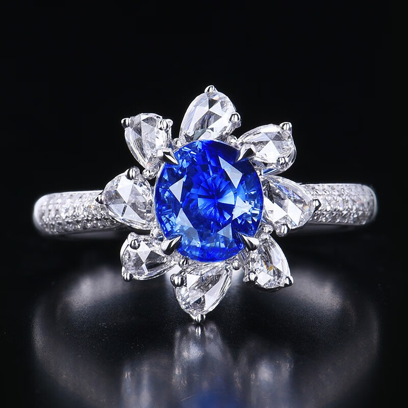 94ct皇家蓝蓝宝石戒指18k金镶嵌钻石26258