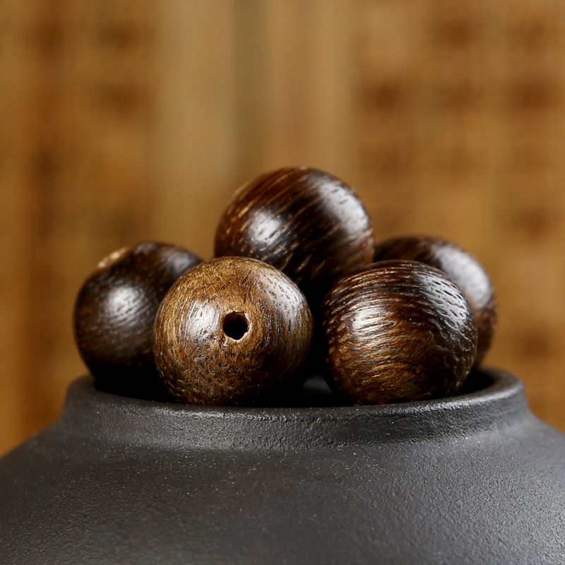 萨拉拉沉香珠散单珠圆珠散珠子隔珠老料念珠diy串珠配件半成品 直径