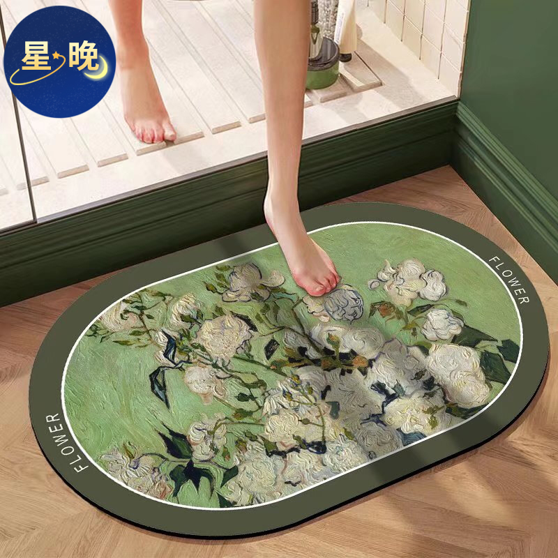 星晚軟硅藻泥浴室吸水地墊衛(wèi)生間洗澡速干防滑地墊廁所洗手間腳墊毯子 XW-QX-A06 40x60cm【秒吸速干】