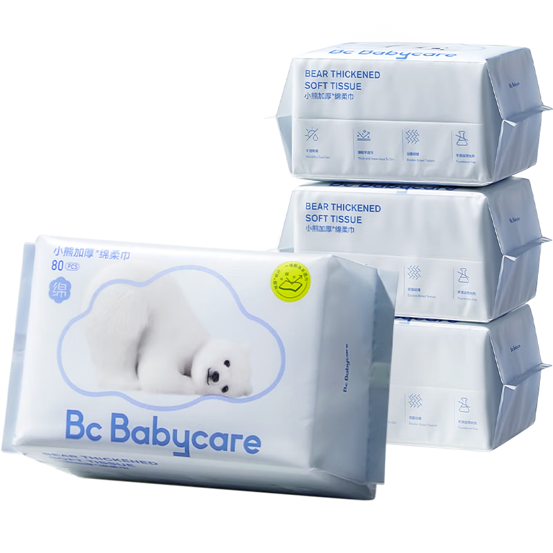 babycare 婴儿加厚绵柔巾 80抽*4包