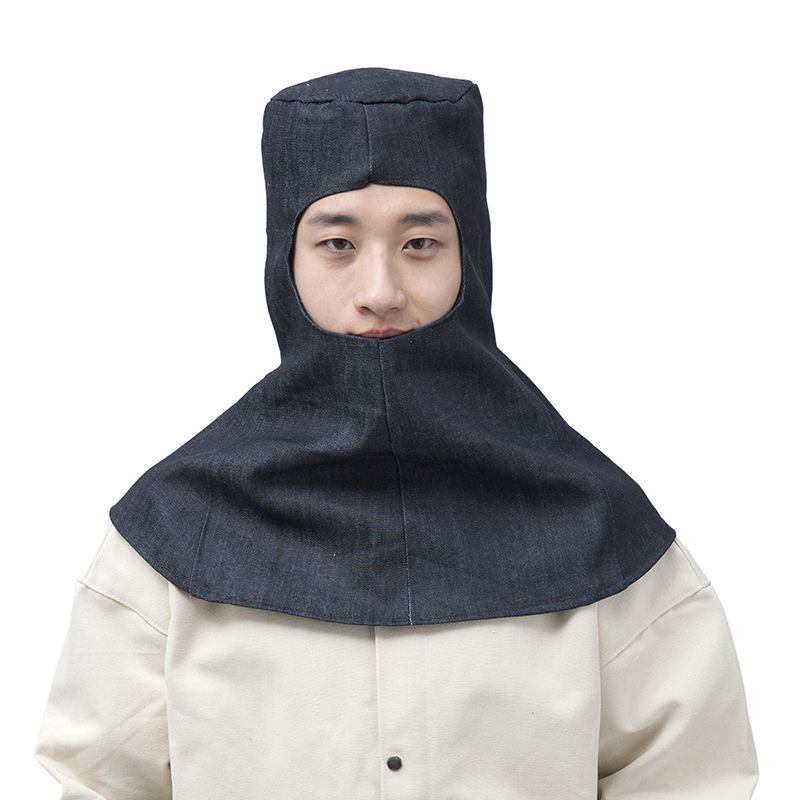 夏季男士劳保工地防尘帽子粉尘女士包头防尘帽带披肩打磨风帽 无檐款