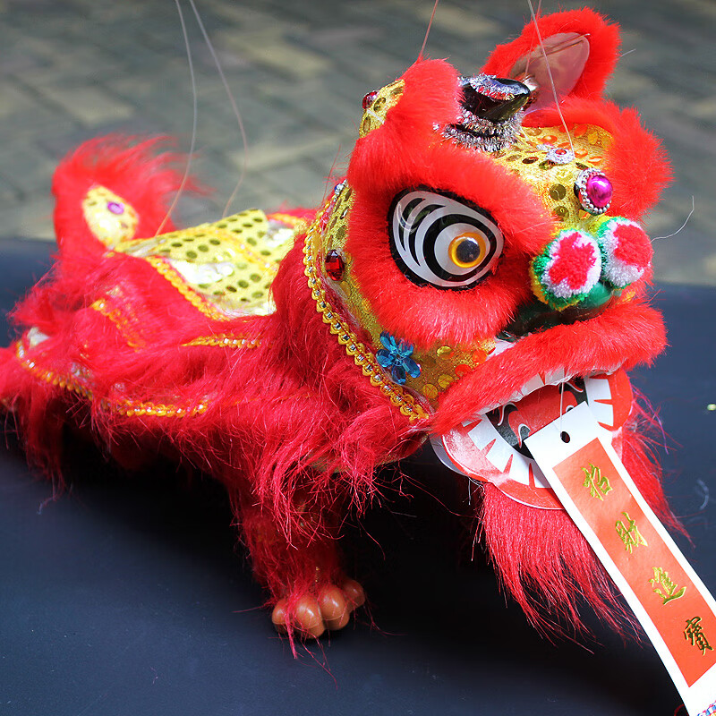 【官方自营精选 中国特色民间传统舞狮工艺品 中号木偶狮摆件装饰