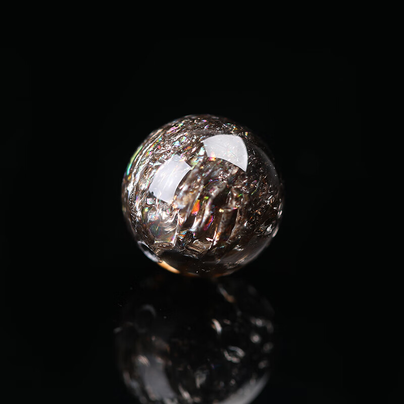 临魅天然水晶超七三轮骨干散珠红色圆珠黑色烟花珠子女士手串配珠 黑