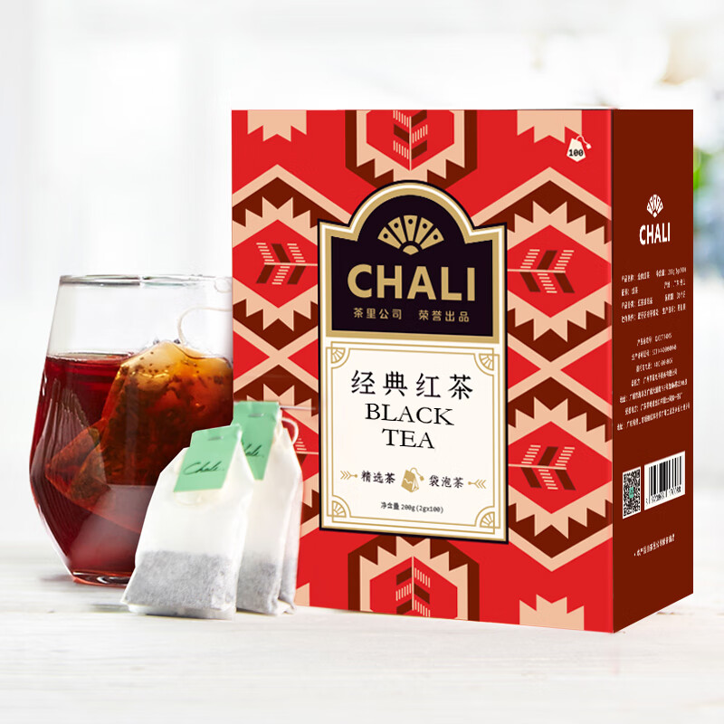 CHALI茶里红茶量贩装茶叶红茶包绿茶袋泡茶100包200g/盒