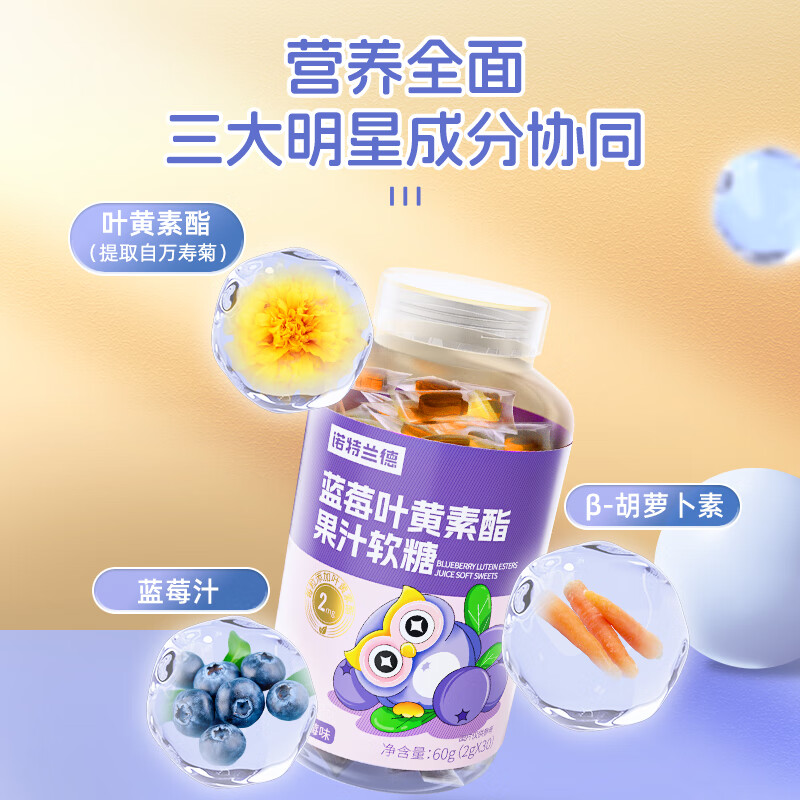 诺特兰德蓝莓叶黄素酯果汁软糖  凝胶糖果 1瓶装
