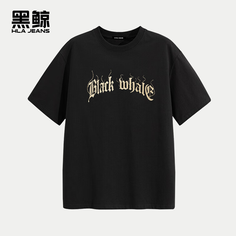 黑鲸（HLAJEANS）海澜之家旗下潮牌短袖T恤男女情侣2024夏季宽松纯棉男士圆领短袖