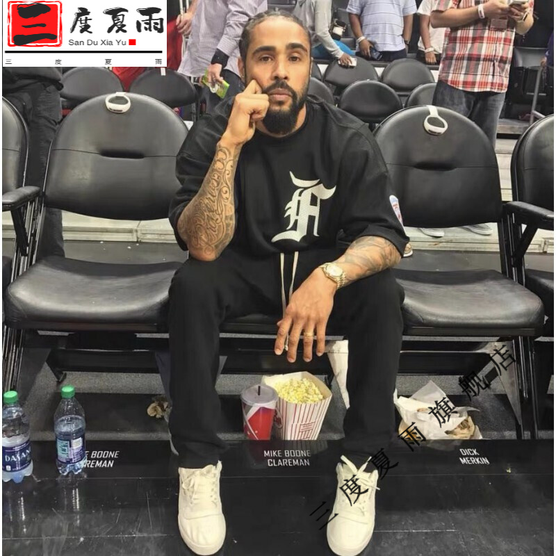 第五季主线网眼勋章潮流宽松潮牌高街短袖t恤男 fog网眼短袖黑色 s