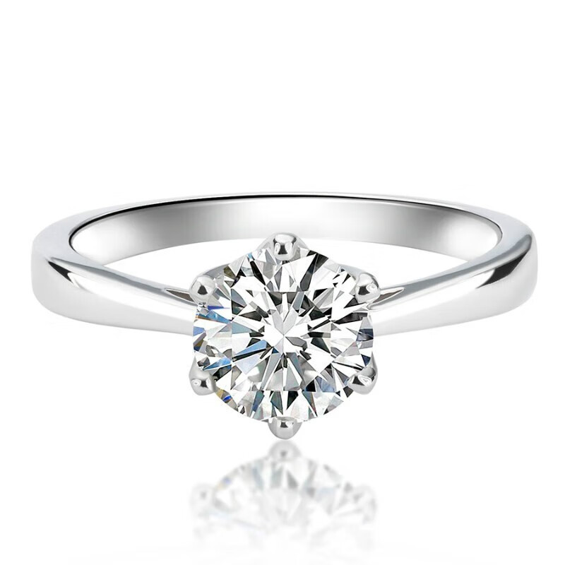 mrld经典六爪1克拉莫桑石钻戒s925银镀金情侣对戒闭口