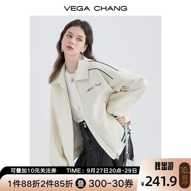 VEGA CHANG皮衣外套女机车风2023春季新款韩版宽松PU皮拼色外套 米杏色 L怎么看?