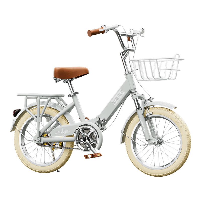 鳳凰折疊兒童自行車青少年男女孩6-8-10-12歲小學(xué)生中大童單車腳踏車 公主粉米胎學(xué)生車折疊輻條輪 16英寸（適合105-120cm）