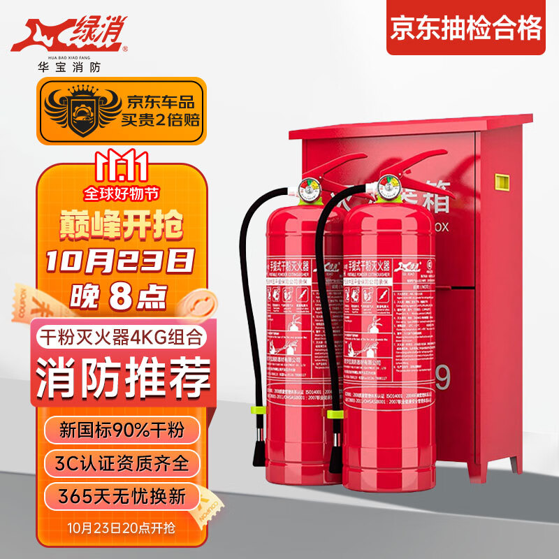 绿消手提式干粉灭火器 4公斤灭火器消防器材商用 灭火器箱子组合套装使用感如何?