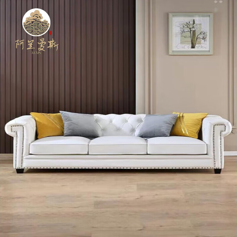 阿兰曼斯广东佛山品牌美式皮质沙发客厅大小户型轻奢双人三人位真皮艺沙发 定制尺寸（预定金） 0cm 双人