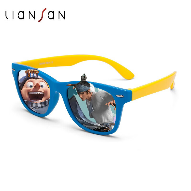 恋上 3D眼镜电影院不闪式偏振3d儿童硅胶材质专用眼镜 蓝框黄腿