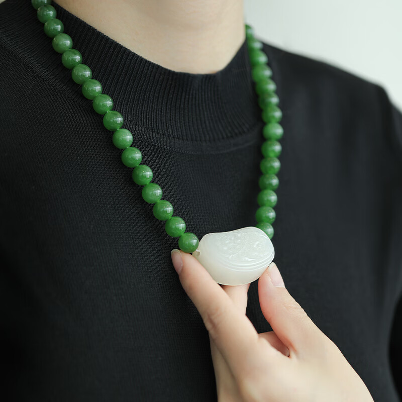 和合玉器和合玉器和田玉碧玉玉珠项链羊脂白玉珠子富贵无忧花朵项链珠串女