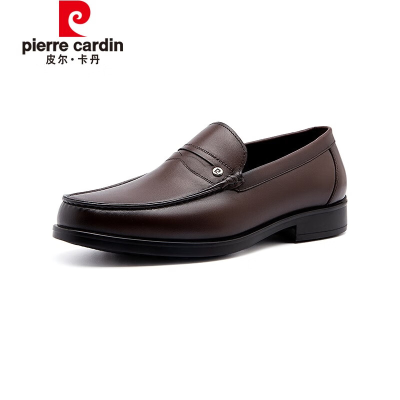皮尔卡丹(pierre cardin)男鞋舒适一脚蹬牛皮简约商务正装皮鞋金属小